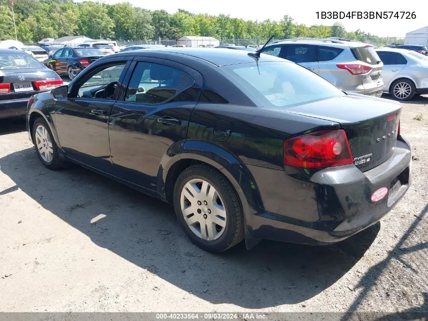 2011 Dodge Avenger Express VIN: 1B3BD4FB3BN574726 Lot: 40233564