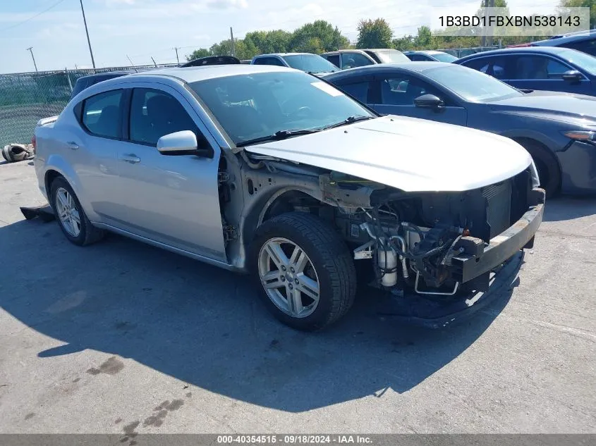 2011 Dodge Avenger Mainstreet VIN: 1B3BD1FBXBN538143 Lot: 40354515