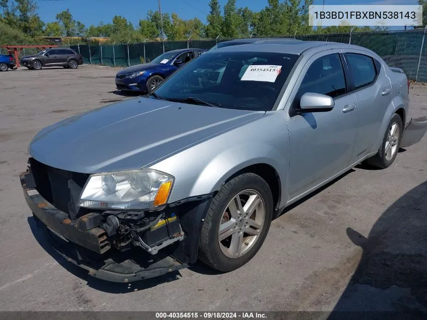 2011 Dodge Avenger Mainstreet VIN: 1B3BD1FBXBN538143 Lot: 40354515