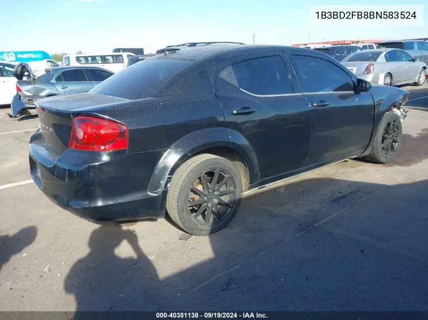 2011 Dodge Avenger Lux VIN: 1B3BD2FB8BN583524 Lot: 40381138