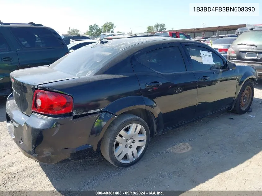 2011 Dodge Avenger Express VIN: 1B3BD4FB3BN608390 Lot: 40381403