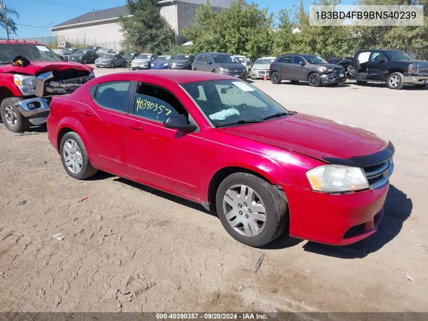 2011 Dodge Avenger Express VIN: 1B3BD4FB9BN540239 Lot: 40390357