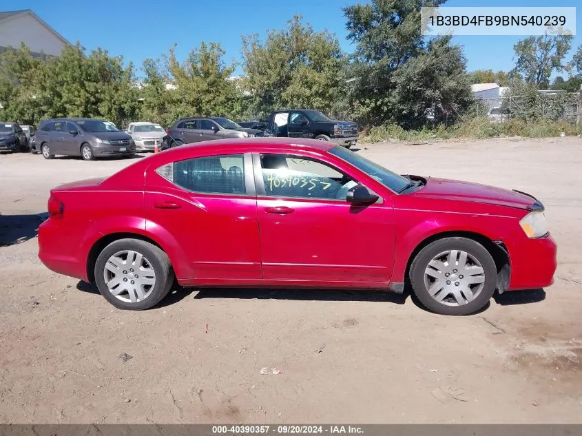 2011 Dodge Avenger Express VIN: 1B3BD4FB9BN540239 Lot: 40390357