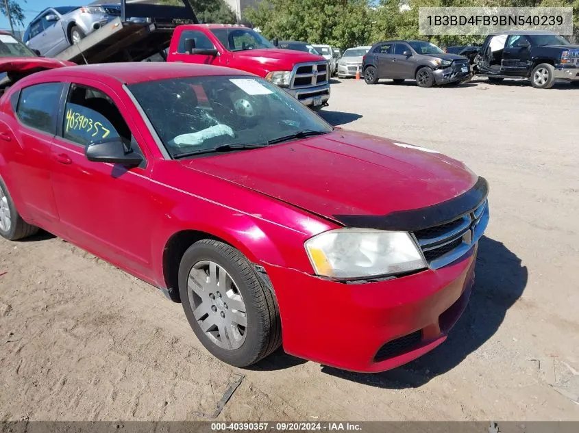 2011 Dodge Avenger Express VIN: 1B3BD4FB9BN540239 Lot: 40390357