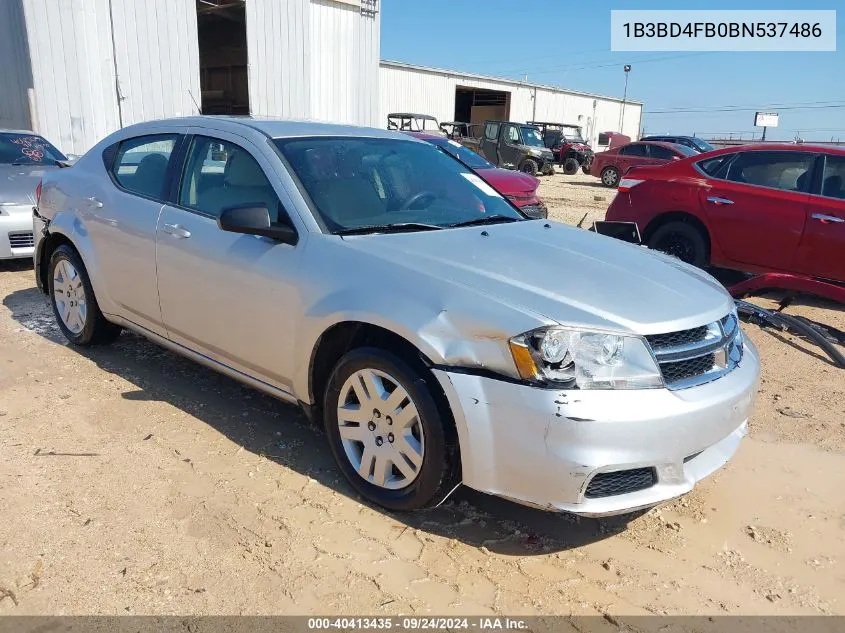 2011 Dodge Avenger Express VIN: 1B3BD4FB0BN537486 Lot: 40413435