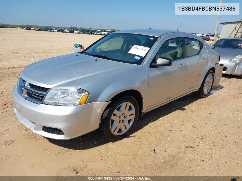 2011 Dodge Avenger Express VIN: 1B3BD4FB0BN537486 Lot: 40413435