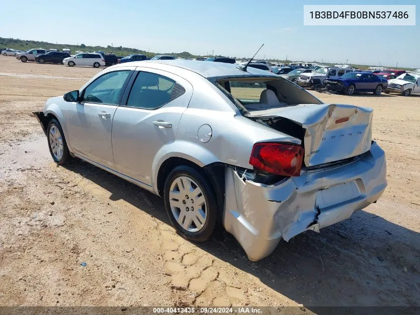 2011 Dodge Avenger Express VIN: 1B3BD4FB0BN537486 Lot: 40413435