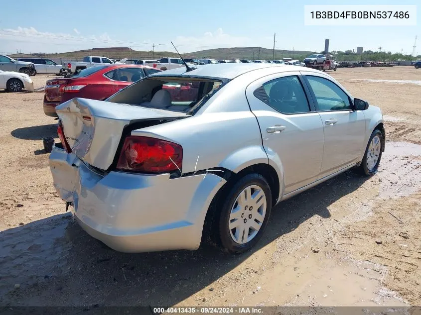 2011 Dodge Avenger Express VIN: 1B3BD4FB0BN537486 Lot: 40413435