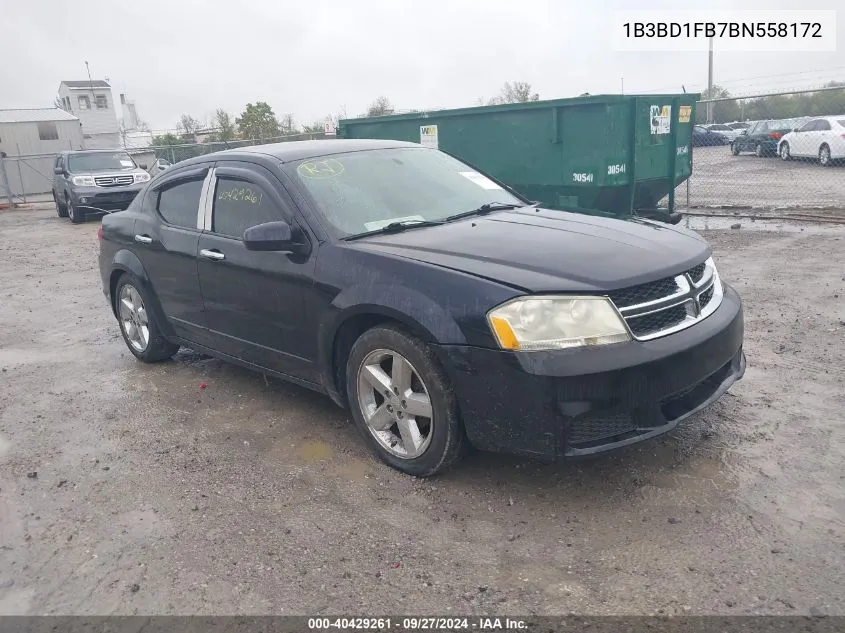 2011 Dodge Avenger Mainstreet VIN: 1B3BD1FB7BN558172 Lot: 40429261