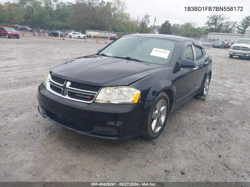 2011 Dodge Avenger Mainstreet VIN: 1B3BD1FB7BN558172 Lot: 40429261