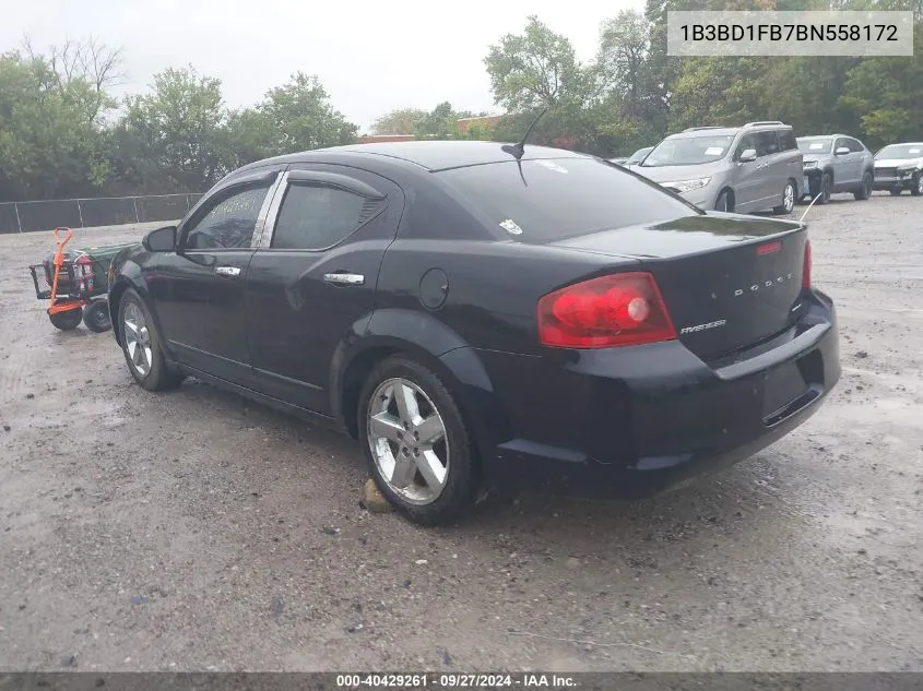 2011 Dodge Avenger Mainstreet VIN: 1B3BD1FB7BN558172 Lot: 40429261