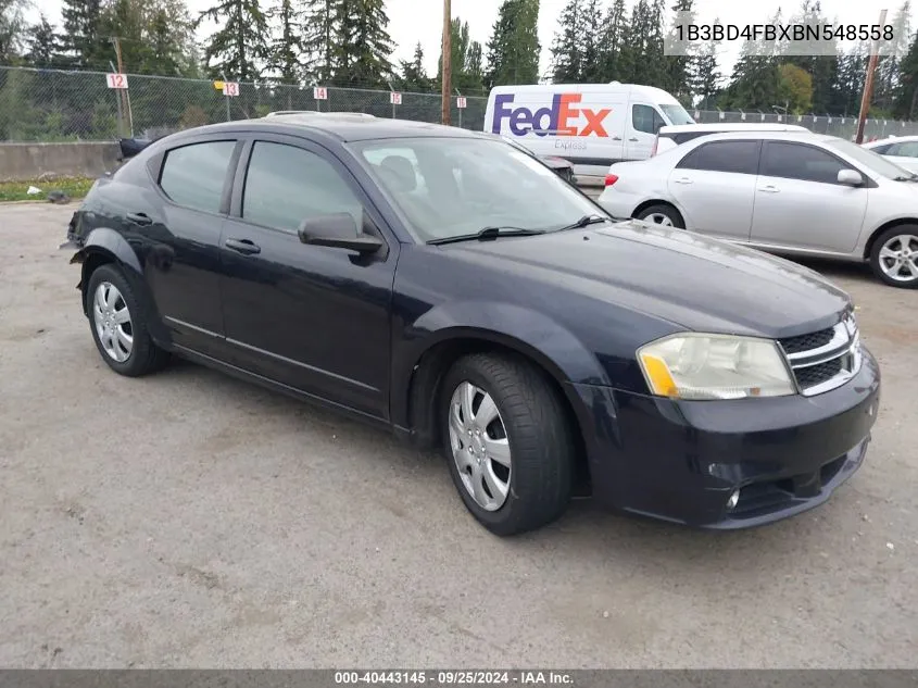 2011 Dodge Avenger Express VIN: 1B3BD4FBXBN548558 Lot: 40443145