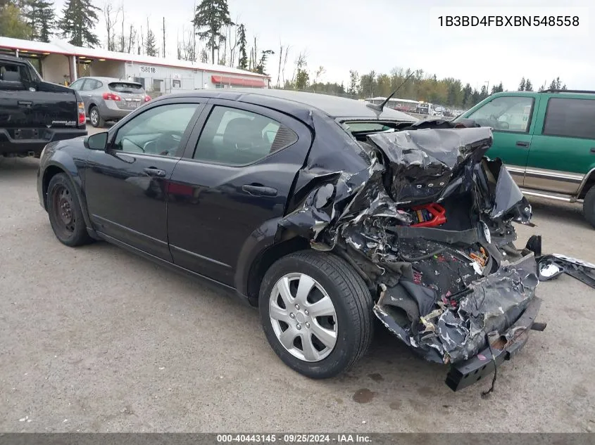 2011 Dodge Avenger Express VIN: 1B3BD4FBXBN548558 Lot: 40443145