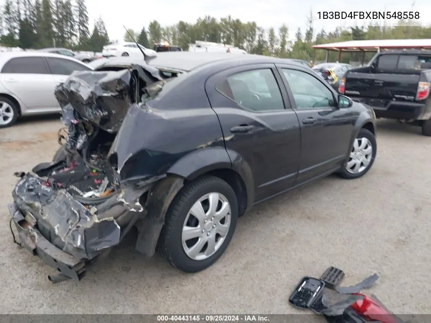 2011 Dodge Avenger Express VIN: 1B3BD4FBXBN548558 Lot: 40443145