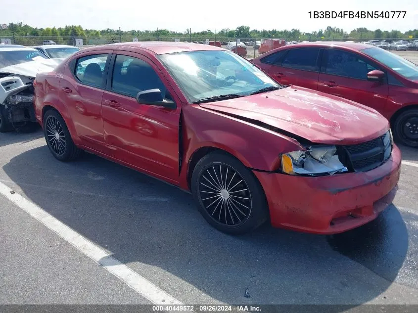 2011 Dodge Avenger Express VIN: 1B3BD4FB4BN540777 Lot: 40449572