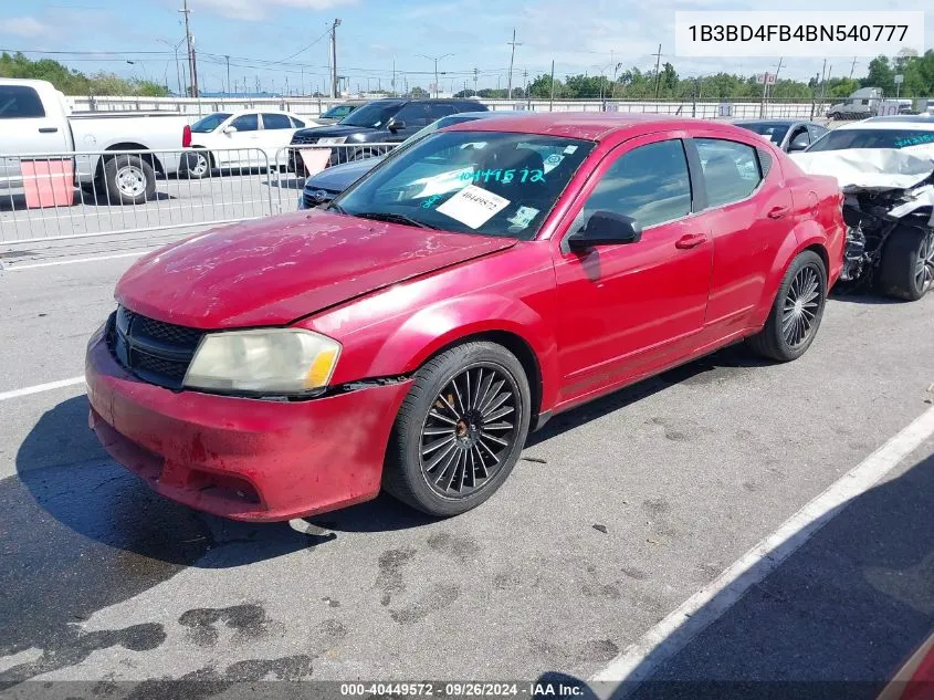 2011 Dodge Avenger Express VIN: 1B3BD4FB4BN540777 Lot: 40449572