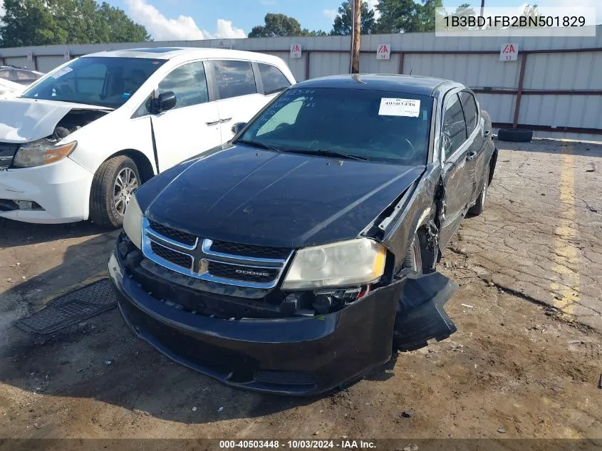 2011 Dodge Avenger Mainstreet VIN: 1B3BD1FB2BN501829 Lot: 40503448