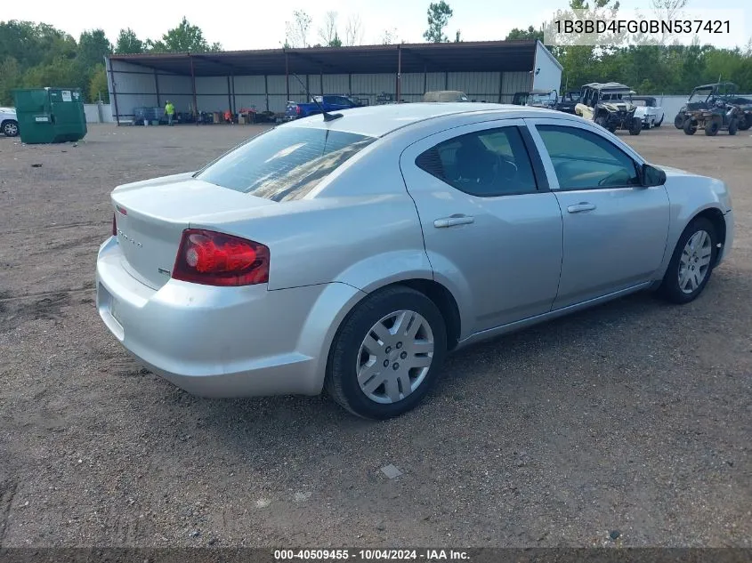 2011 Dodge Avenger Express VIN: 1B3BD4FG0BN537421 Lot: 40509455