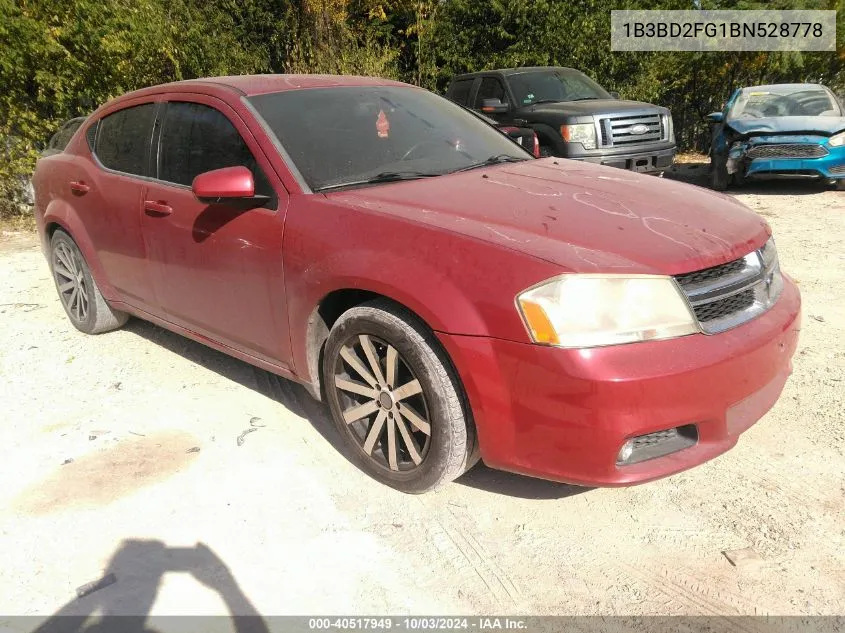 2011 Dodge Avenger Lux VIN: 1B3BD2FG1BN528778 Lot: 40517949