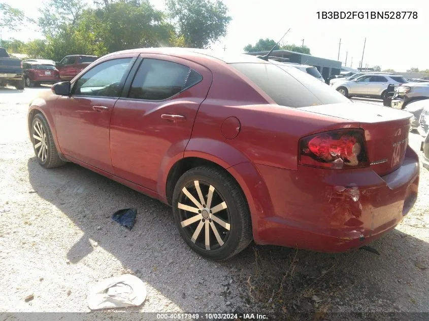 2011 Dodge Avenger Lux VIN: 1B3BD2FG1BN528778 Lot: 40517949