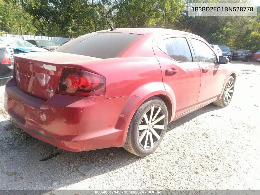 2011 Dodge Avenger Lux VIN: 1B3BD2FG1BN528778 Lot: 40517949