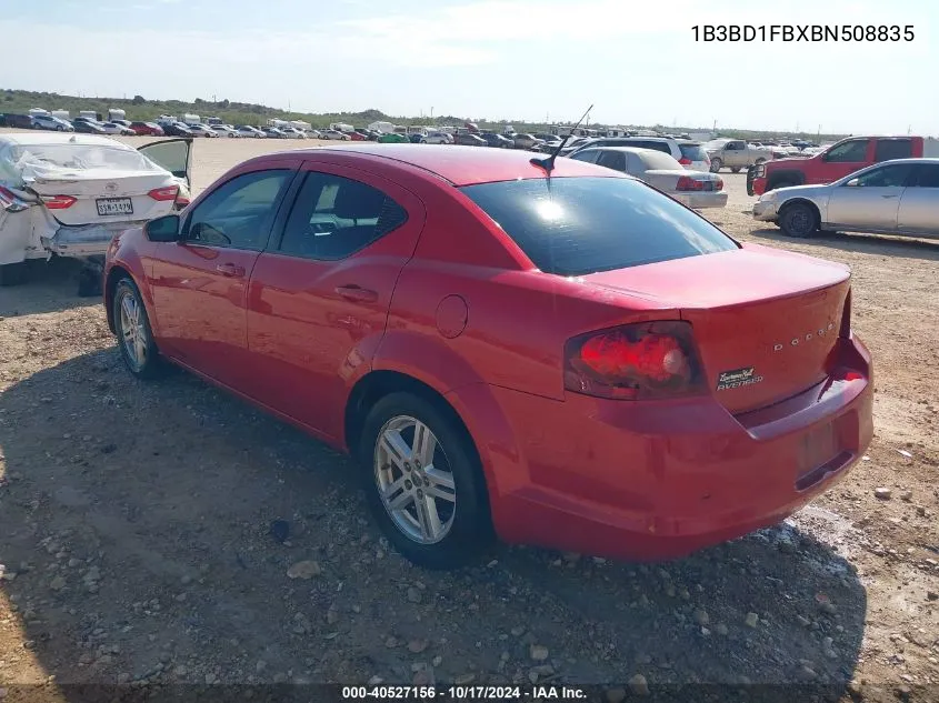 2011 Dodge Avenger Mainstreet VIN: 1B3BD1FBXBN508835 Lot: 40527156