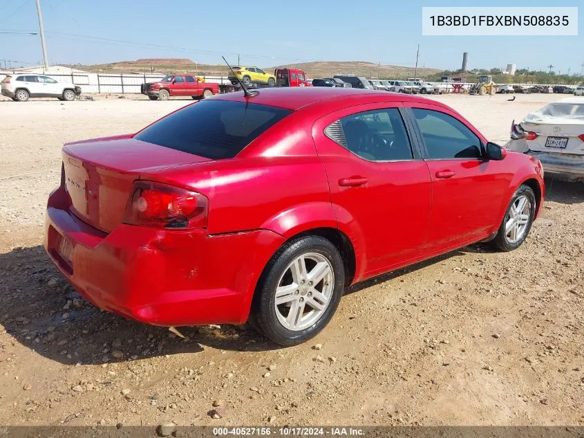 2011 Dodge Avenger Mainstreet VIN: 1B3BD1FBXBN508835 Lot: 40527156