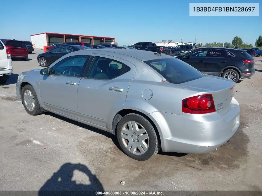 2011 Dodge Avenger Express VIN: 1B3BD4FB1BN528697 Lot: 40550003