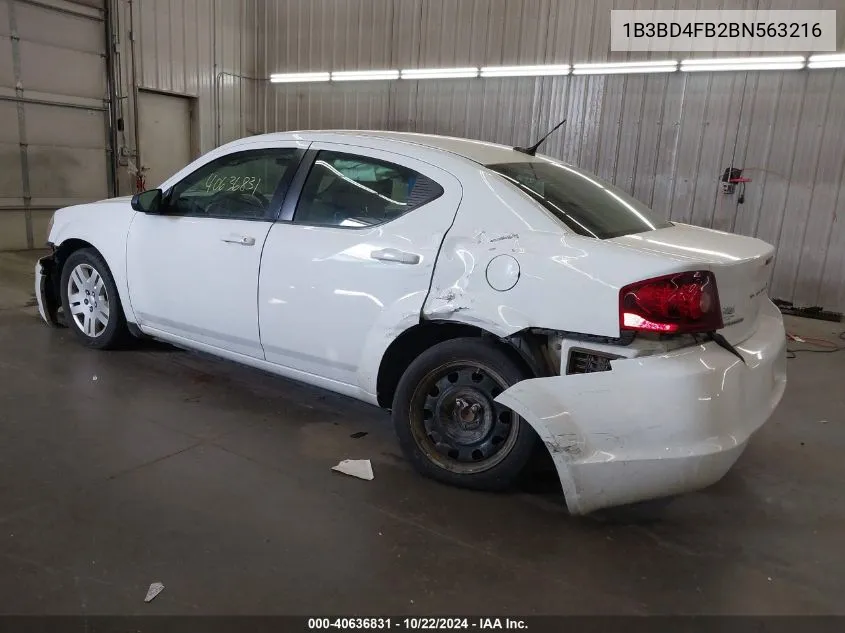 2011 Dodge Avenger Express VIN: 1B3BD4FB2BN563216 Lot: 40636831