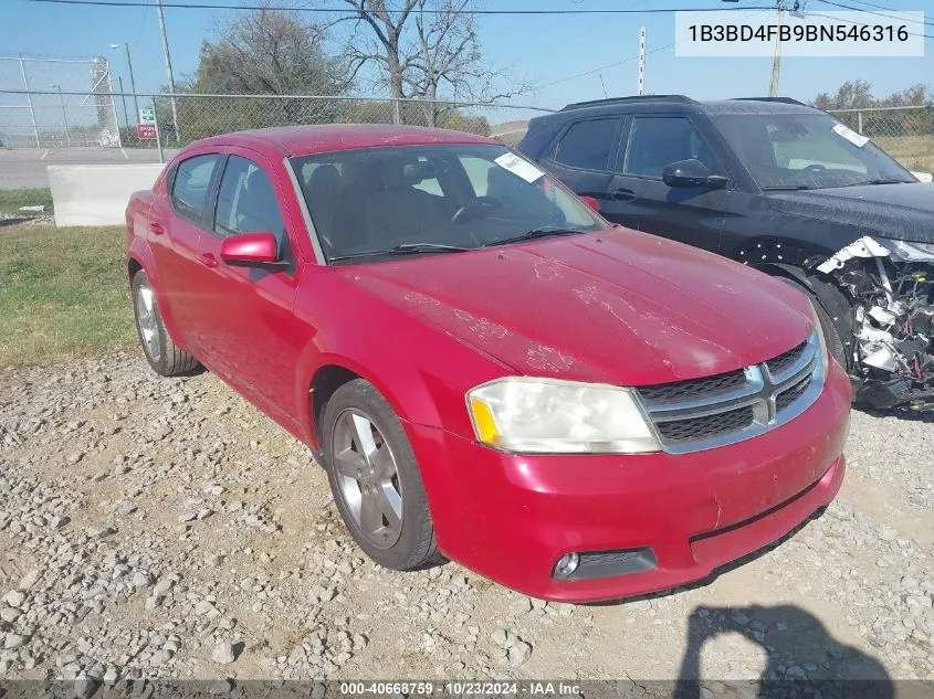 2011 Dodge Avenger Lux VIN: 1B3BD4FB9BN546316 Lot: 40668759