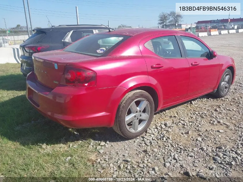 2011 Dodge Avenger Lux VIN: 1B3BD4FB9BN546316 Lot: 40668759