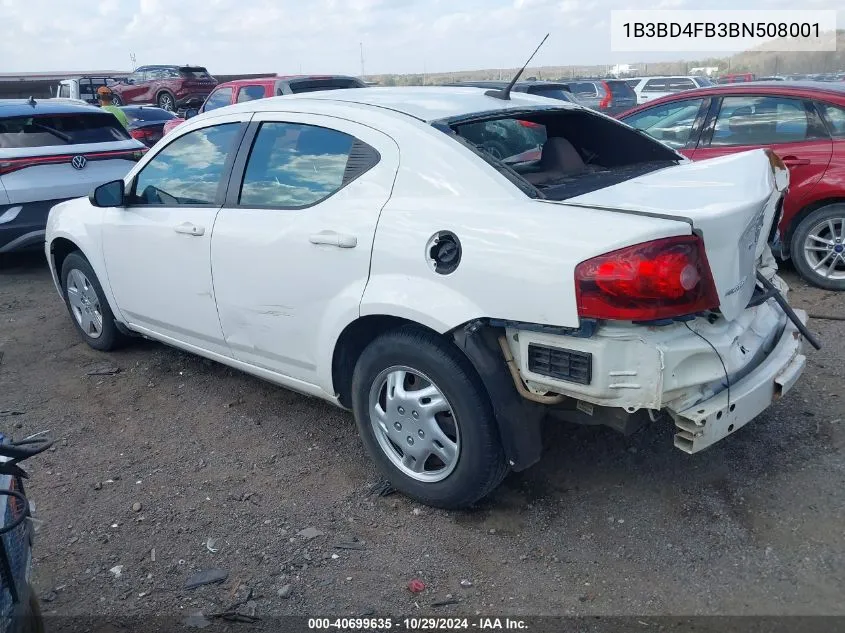 2011 Dodge Avenger Express VIN: 1B3BD4FB3BN508001 Lot: 40699635