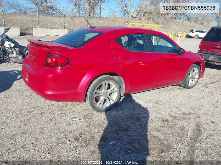 2011 Dodge Avenger Mainstreet VIN: 1B3BD1FG9BN555978 Lot: 40720282