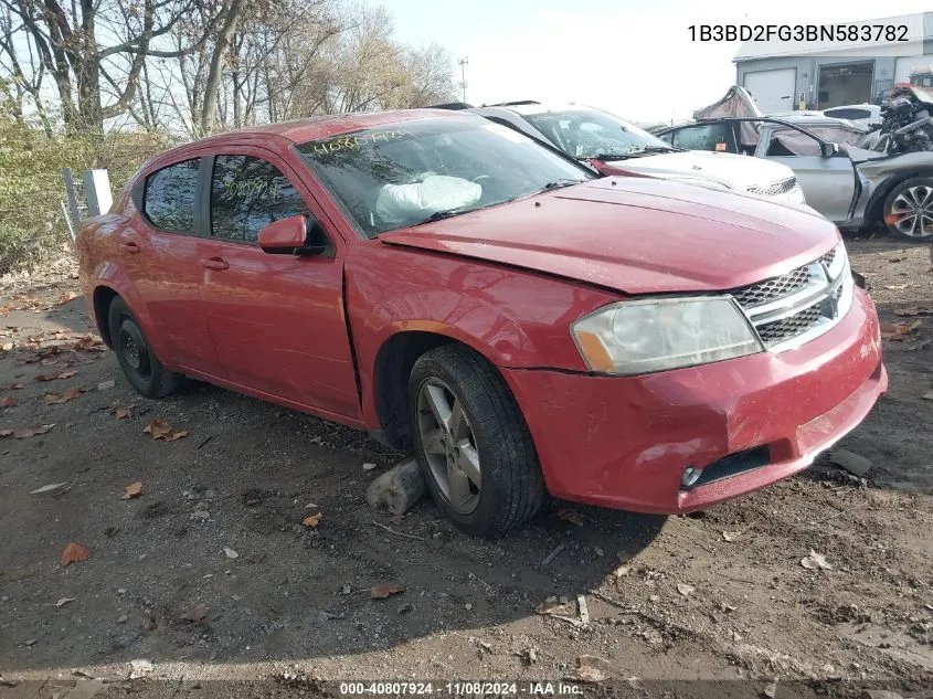 2011 Dodge Avenger Lux VIN: 1B3BD2FG3BN583782 Lot: 40807924