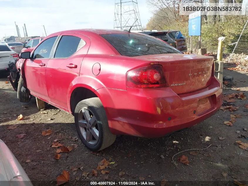 2011 Dodge Avenger Lux VIN: 1B3BD2FG3BN583782 Lot: 40807924