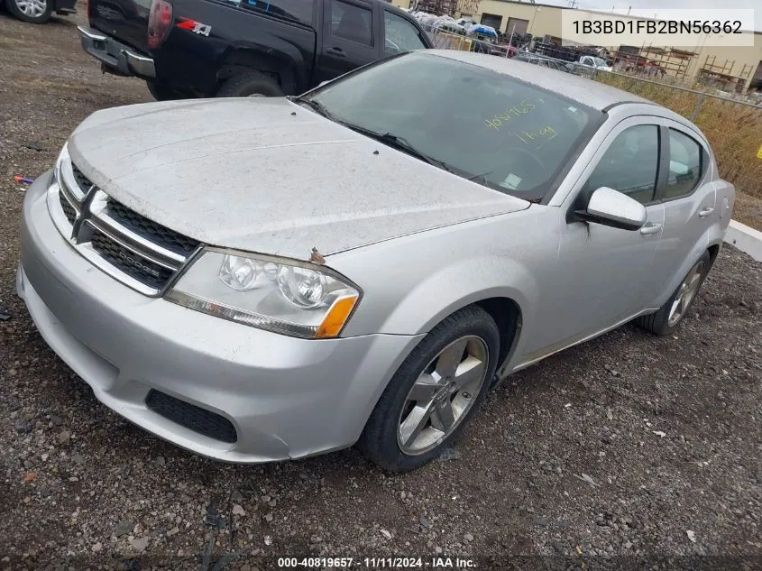 2011 Dodge Avenger Mainstreet VIN: 1B3BD1FB2BN56362 Lot: 40819657