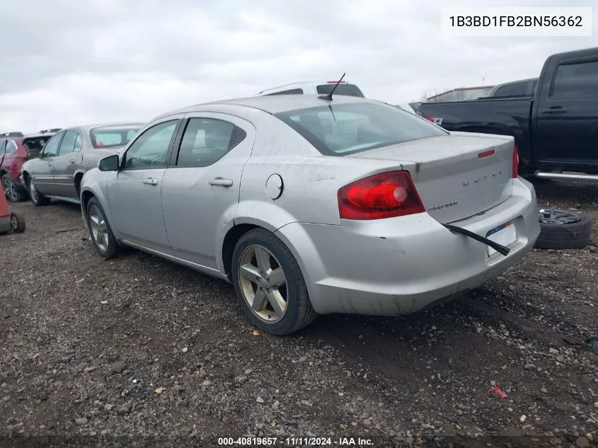 2011 Dodge Avenger Mainstreet VIN: 1B3BD1FB2BN56362 Lot: 40819657