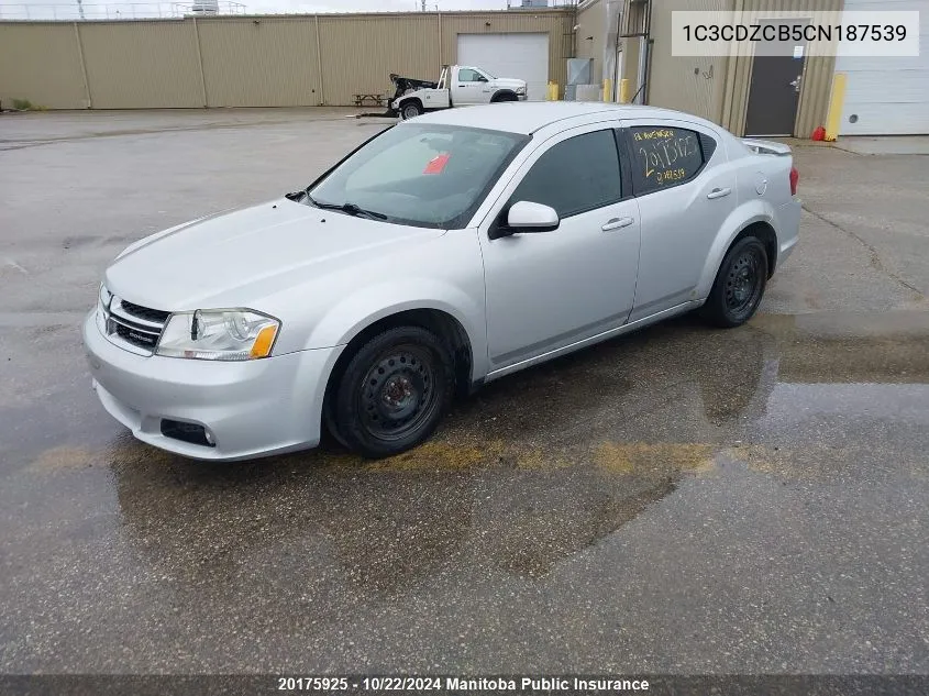 2012 Dodge Avenger Sxt VIN: 1C3CDZCB5CN187539 Lot: 20175925