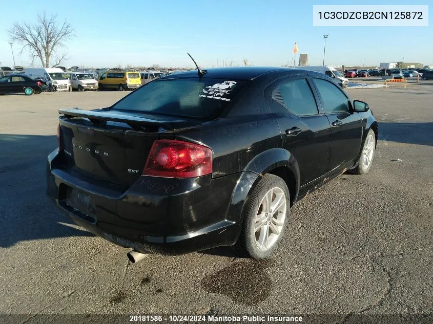 2012 Dodge Avenger Sxt VIN: 1C3CDZCB2CN125872 Lot: 20181586