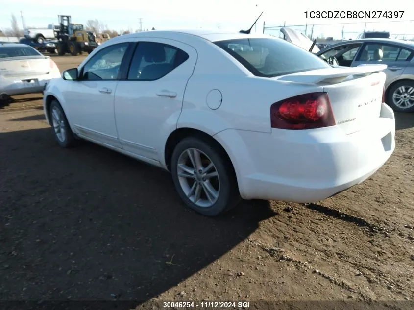 2012 Dodge Avenger Sxt VIN: 1C3CDZCB8CN274397 Lot: 30046254