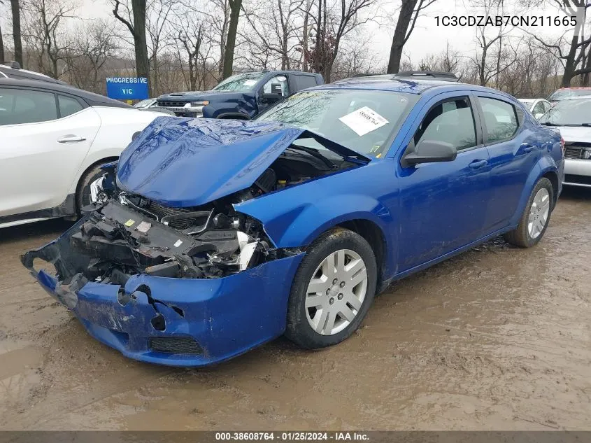 2012 Dodge Avenger Se VIN: 1C3CDZAB7CN211665 Lot: 38608764