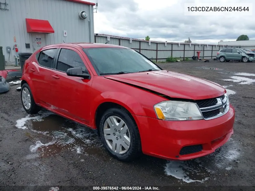 2012 Dodge Avenger VIN: 1C3CDZAB6CN244544 Lot: 39576542