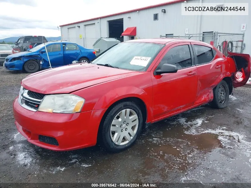 2012 Dodge Avenger VIN: 1C3CDZAB6CN244544 Lot: 39576542