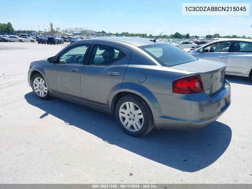 2012 Dodge Avenger Se VIN: 1C3CDZAB8CN215045 Lot: 39621336