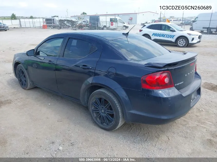 2012 Dodge Avenger Sxt Plus VIN: 1C3CDZEG5CN260689 Lot: 39663956