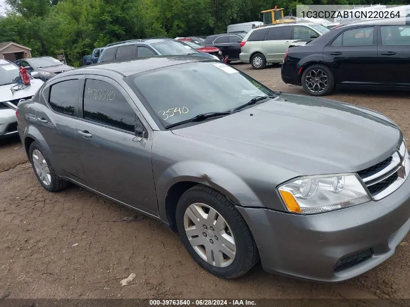 2012 Dodge Avenger Se VIN: 1C3CDZAB1CN220264 Lot: 39763540