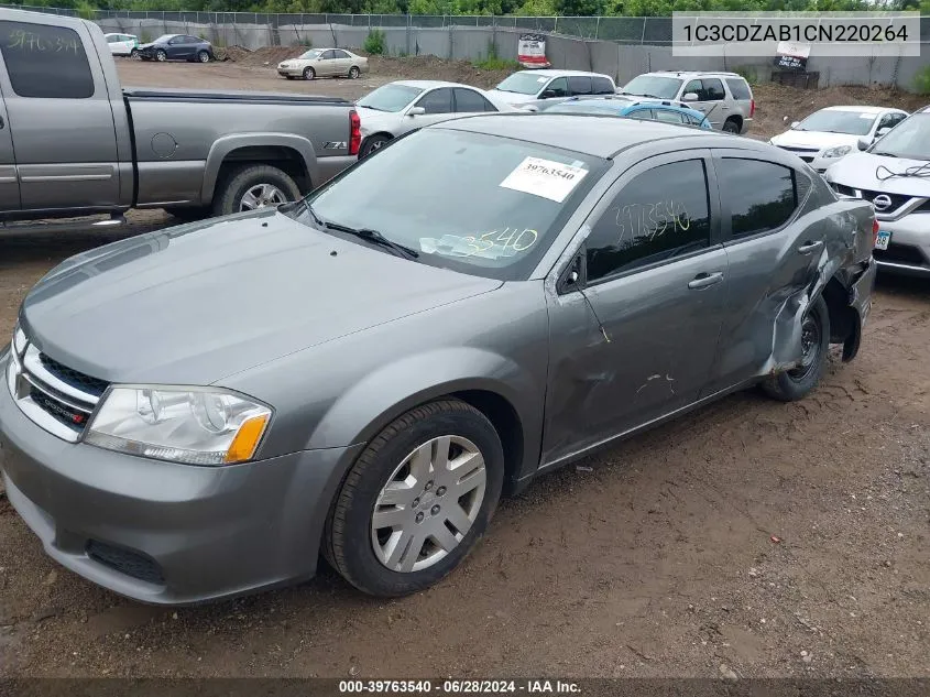 2012 Dodge Avenger Se VIN: 1C3CDZAB1CN220264 Lot: 39763540