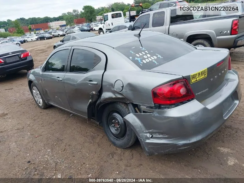 2012 Dodge Avenger Se VIN: 1C3CDZAB1CN220264 Lot: 39763540