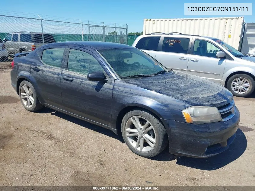 2012 Dodge Avenger Sxt Plus VIN: 1C3CDZEG7CN151411 Lot: 39771062