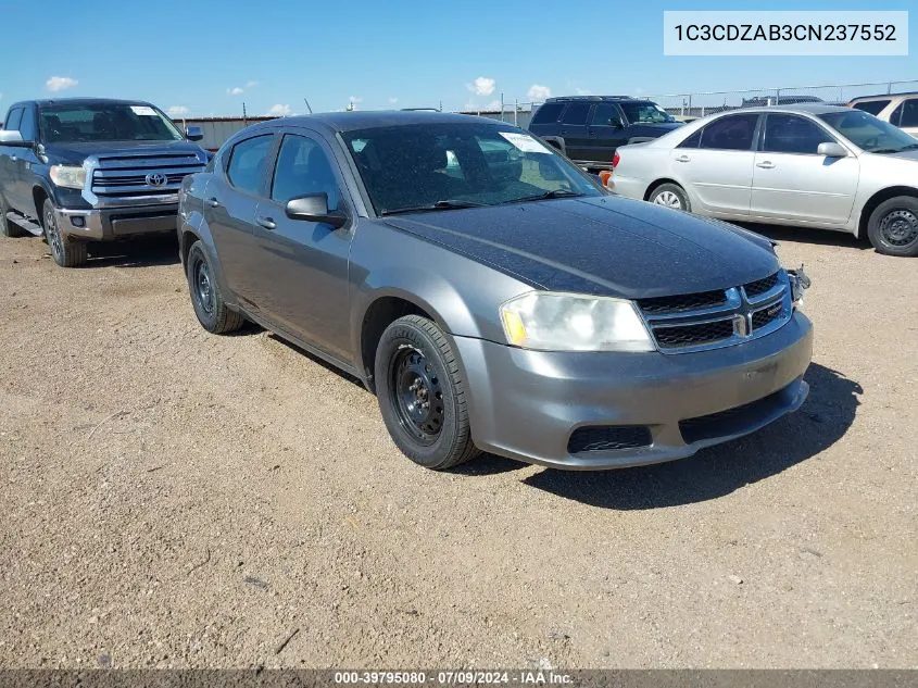 2012 Dodge Avenger Se VIN: 1C3CDZAB3CN237552 Lot: 39795080